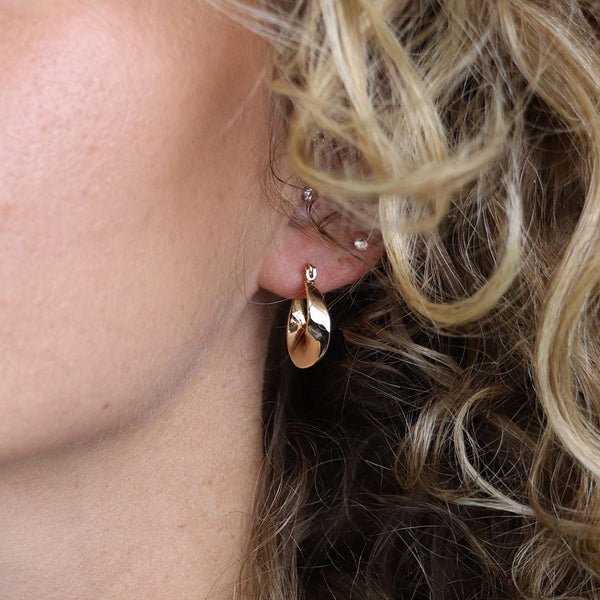 Gold Plated Wave Hoop Earrings