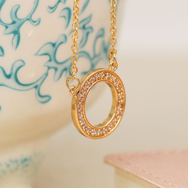 Golden Crystal Inset Hoop Necklace