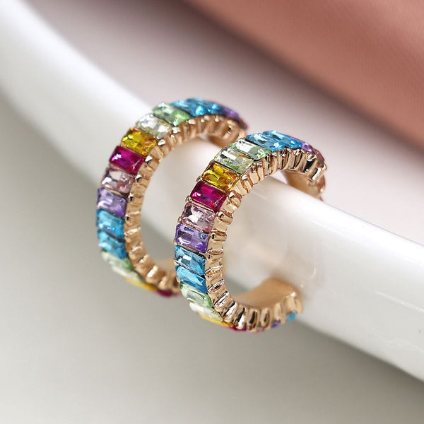Rainbow Crystal Hoops