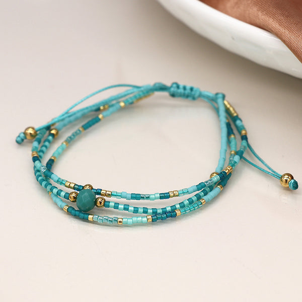 Turquoise Mix Adjustable Bead Bracelet