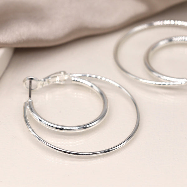 Silver Plated Double Hoop Earrings