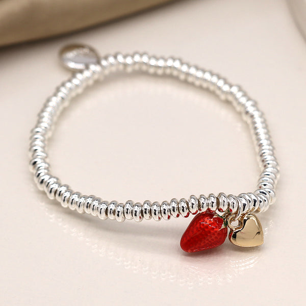 Silver Plated Bracelet With Strawberry Charm