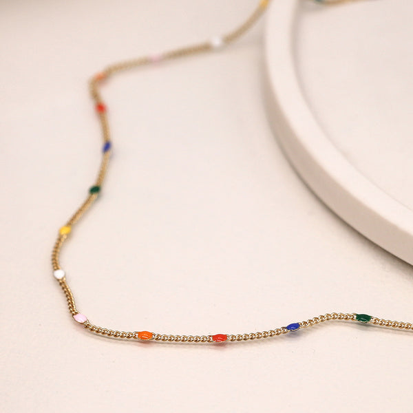 Golden & Multi-Coloured Enamel Necklace