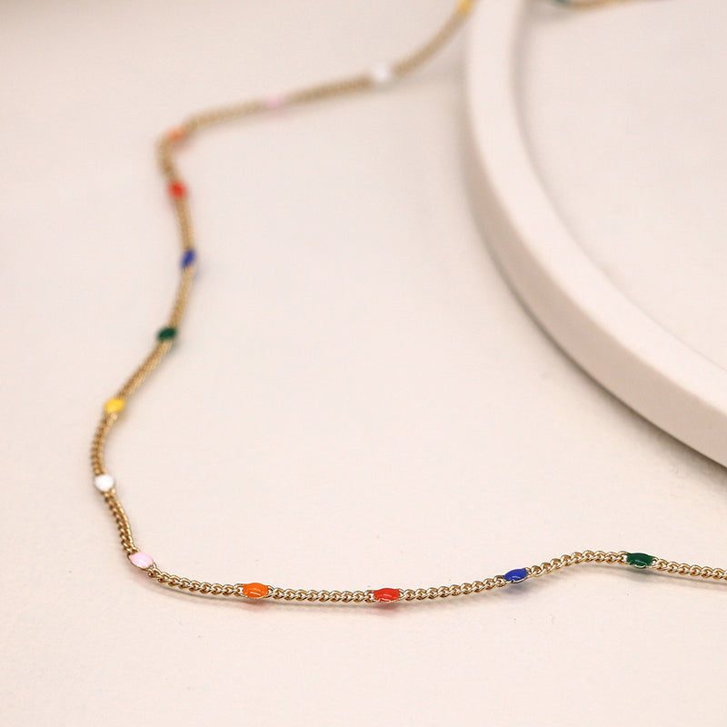 Golden & Multi-Coloured Enamel Necklace
