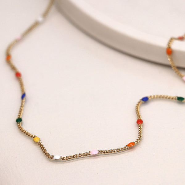 Golden & Multi-Coloured Enamel Necklace