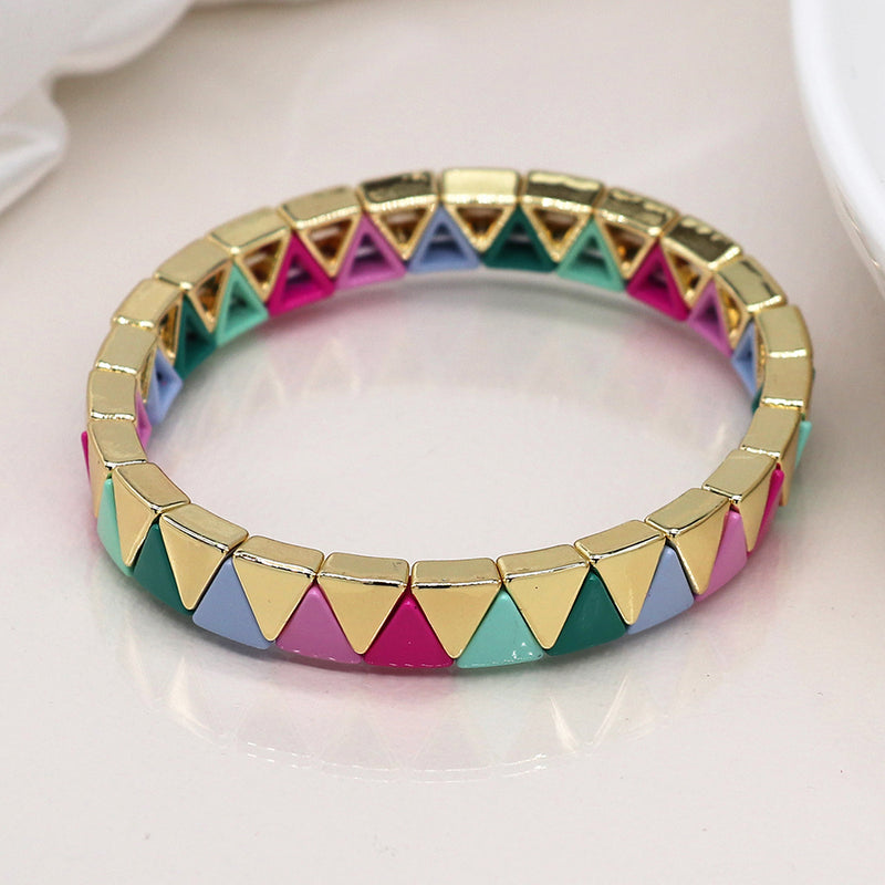 Golden & Multi-Coloured Triangle Bracelet