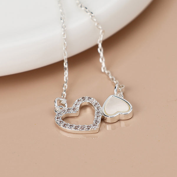 Silver Topsy Turvy Heart Necklace