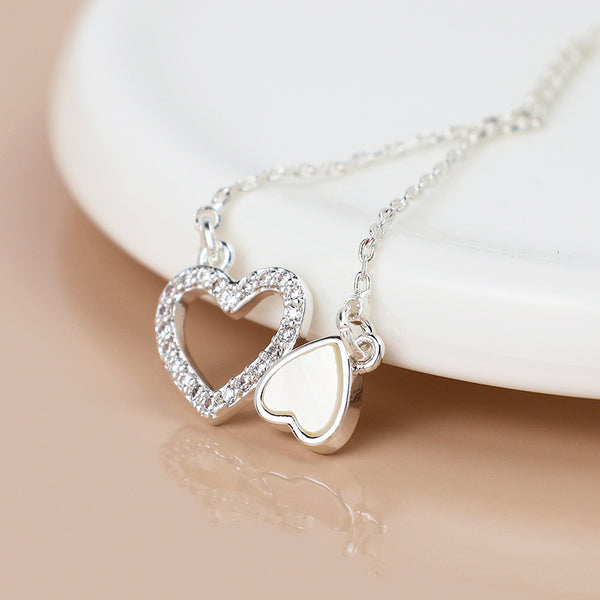 Silver Topsy Turvy Heart Necklace
