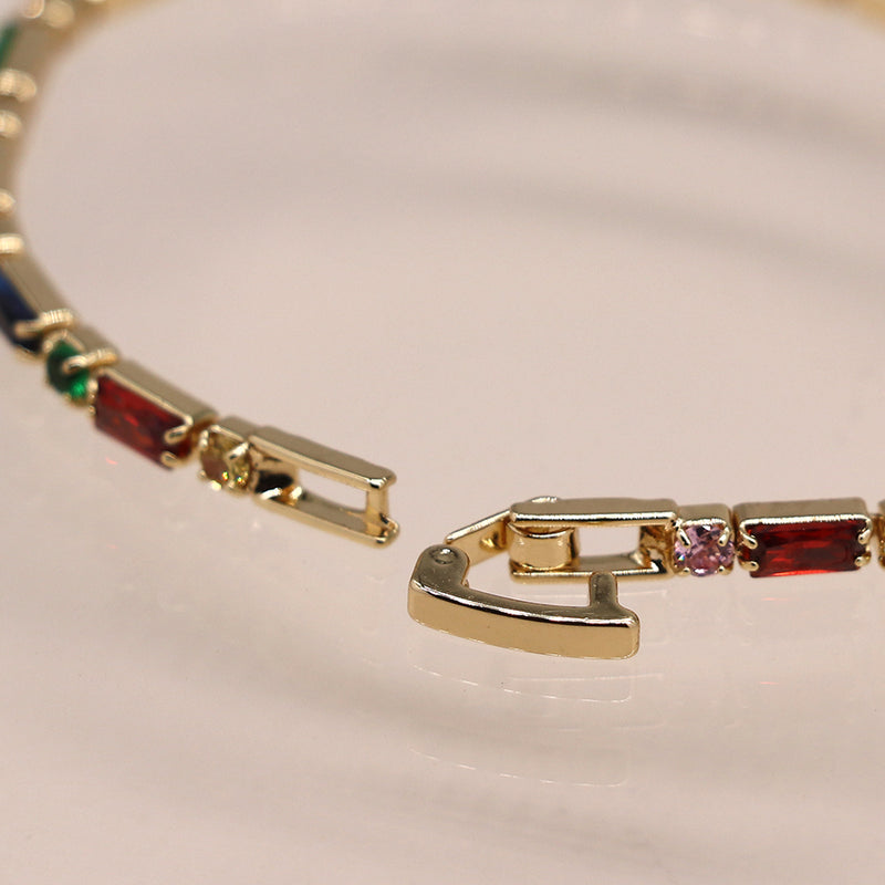 Golden Multi-Colour Crystal Bracelet