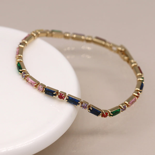 Golden Multi-Colour Crystal Bracelet