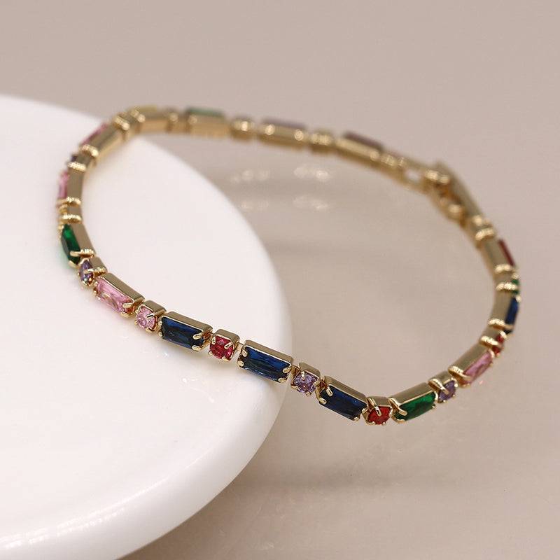 Golden Multi-Colour Crystal Bracelet