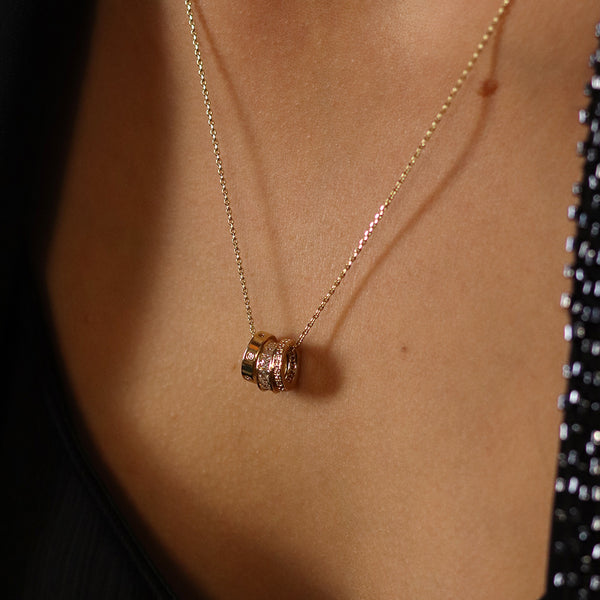 Gold Plated Triple Mini Rings Necklace