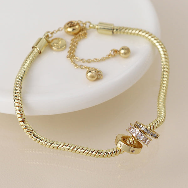 Gold Plated Triple Mini Rings Bracelet