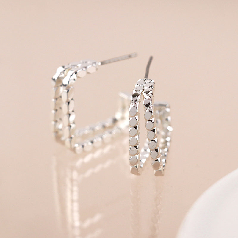 C-Post Chunky Square Earrings