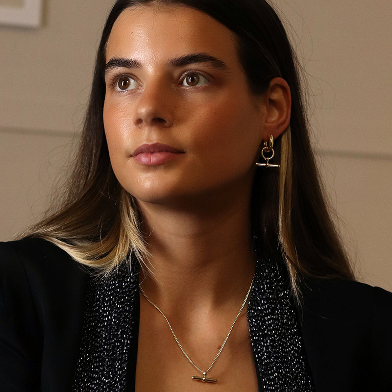 Golden chunky Hoop T-Bar Earrings