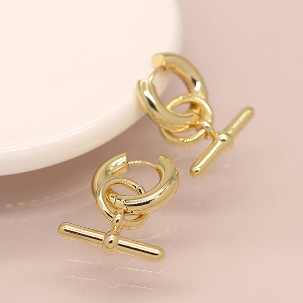 Golden chunky Hoop T-Bar Earrings