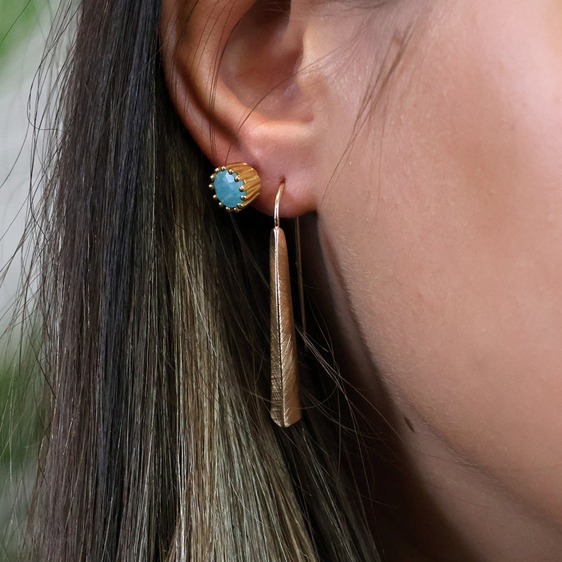 Gold Brushed Tri-Edge Drop Earrings