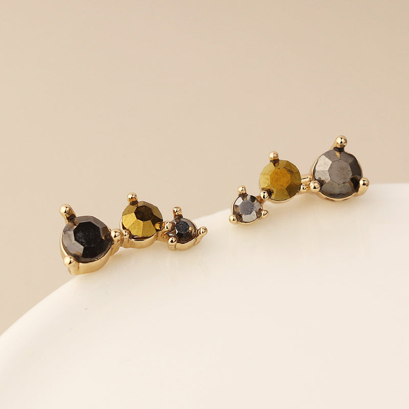 Golden Triple Black Mix Crystal Ear Climbers