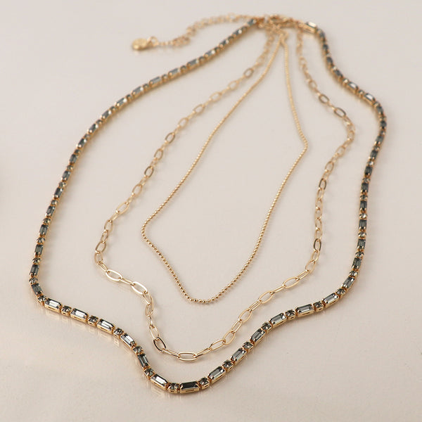 Golden Smoky Crystals & Chains Necklace