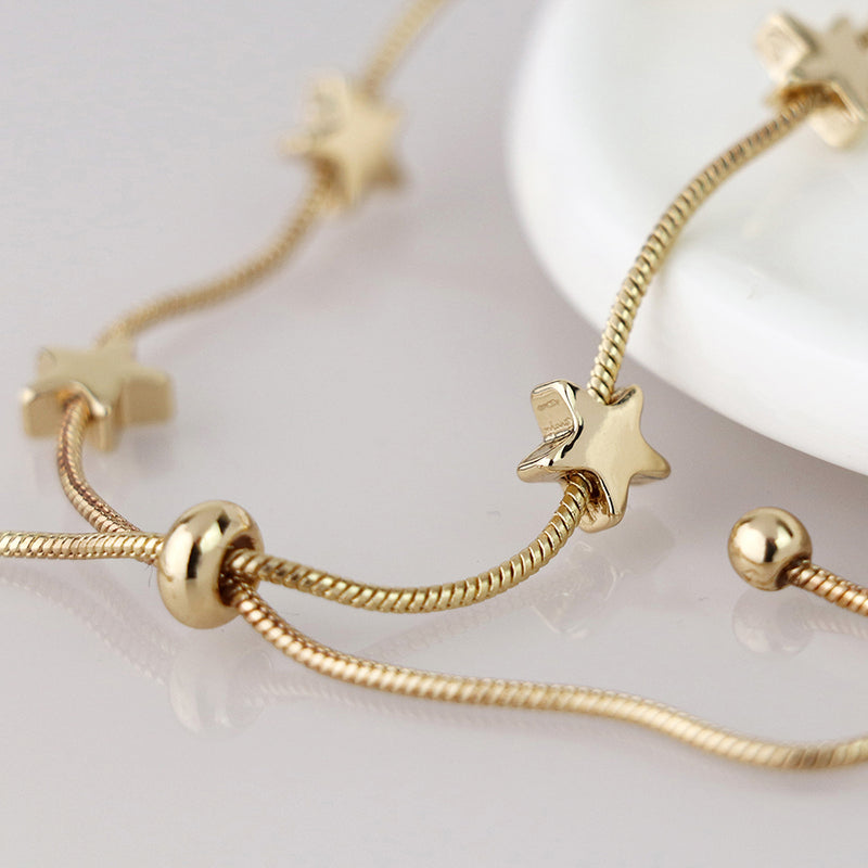Golden Snake Chain & Stars Adjustable Bracelet