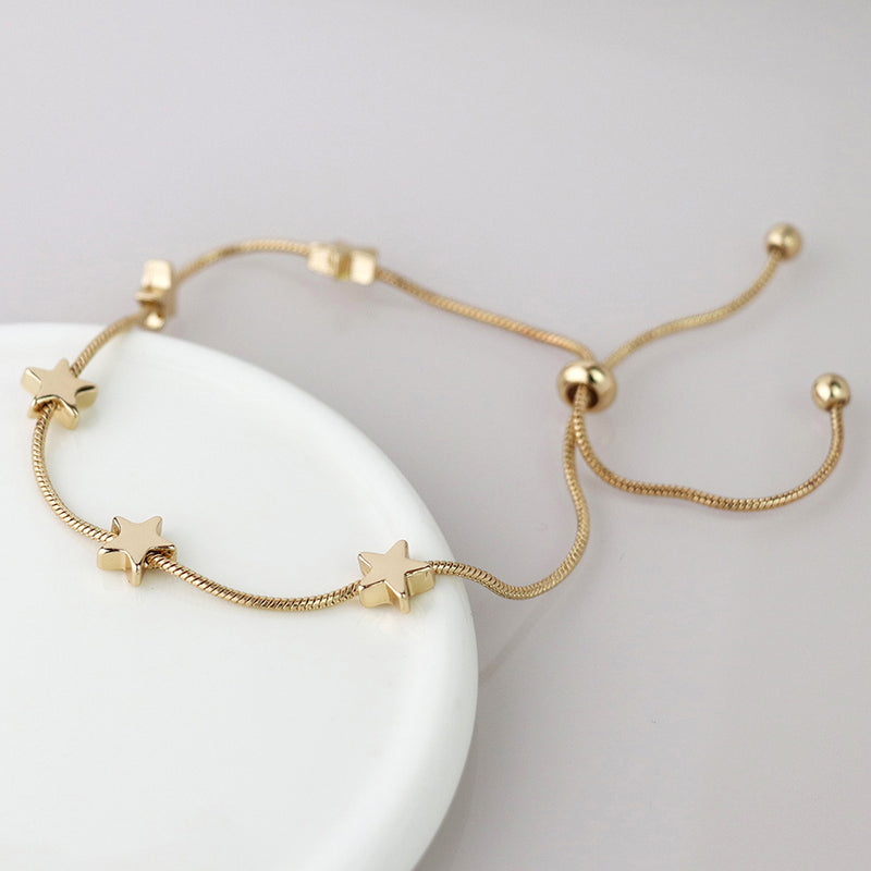 Golden Snake Chain & Stars Adjustable Bracelet