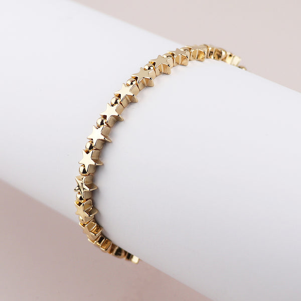 Golden Polished Star Bead Bracelet