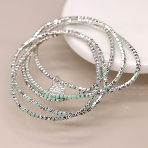 Silver Multistrand Pastel Blue Bracelet Stack