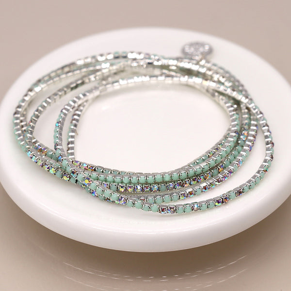Silver Multistrand Pastel Blue Bracelet Stack