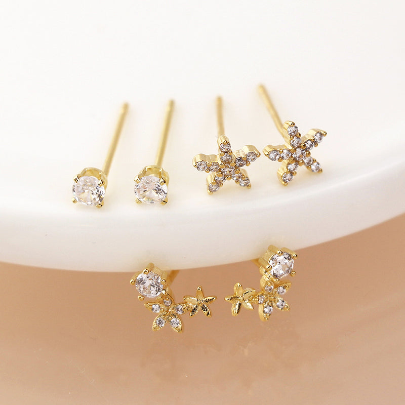Golden Flower Mix Trio Studs