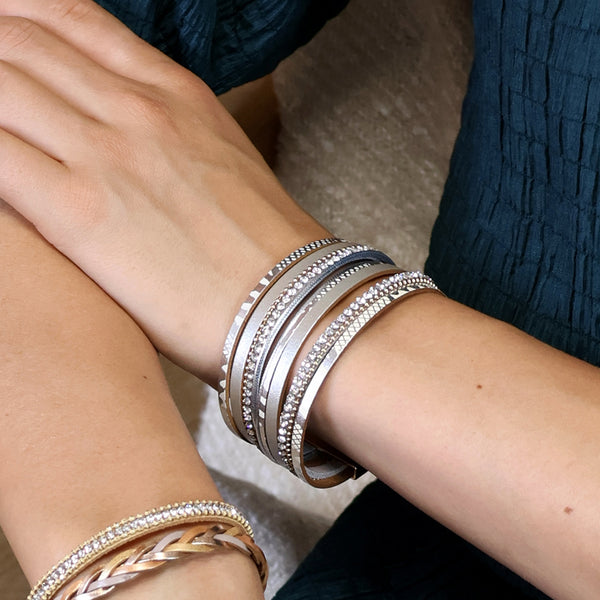 Grey & Gold Multilayer Magnetic Bracelet