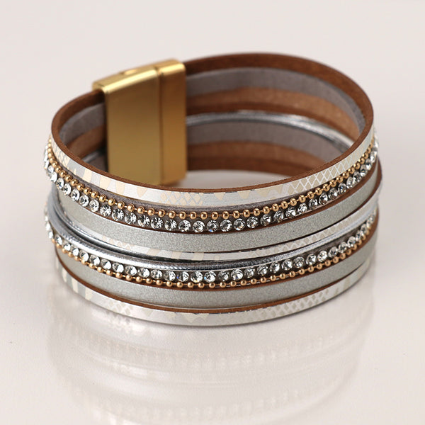 Grey & Gold Multilayer Magnetic Bracelet