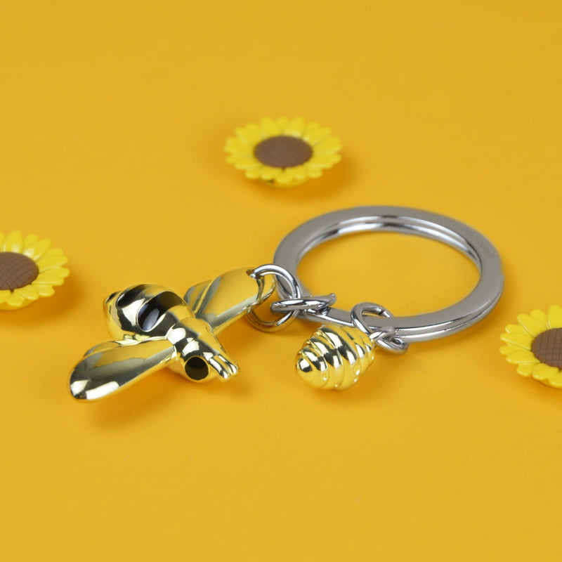 Gold & Black Bee & Honey Keyring
