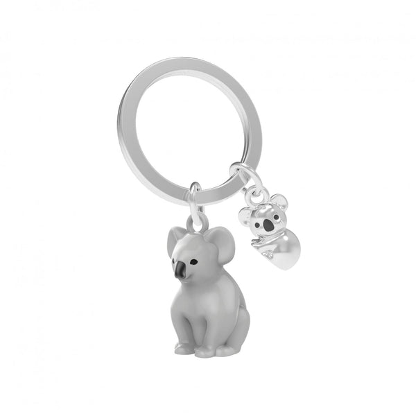 Grey Koala & Baby Keyring