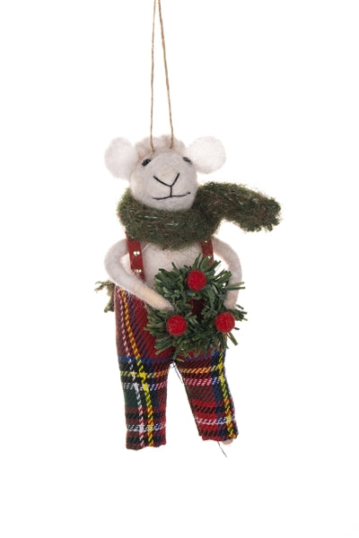 Ewe in Tartan with Wreath Hanging Decoration