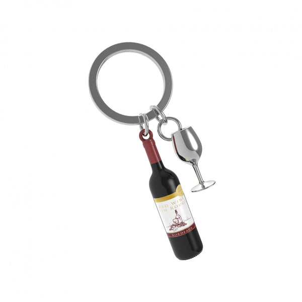 Wine Bottle & Glass Keyring