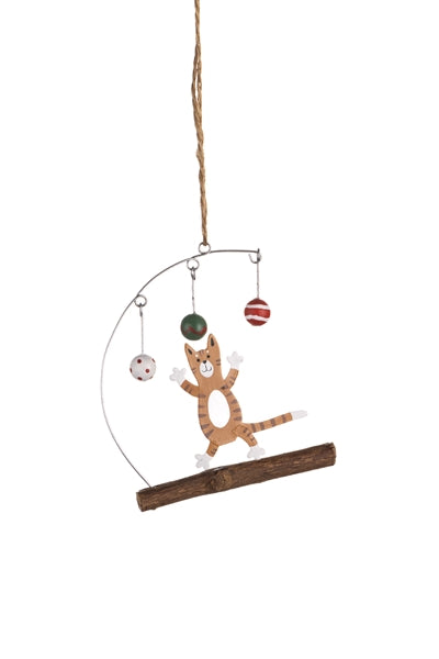 Kitty Playing with Baubles Hanging Decoration