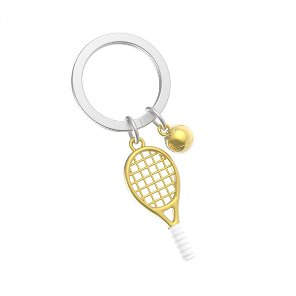 Gold Tennis Racket And Ball Keyring