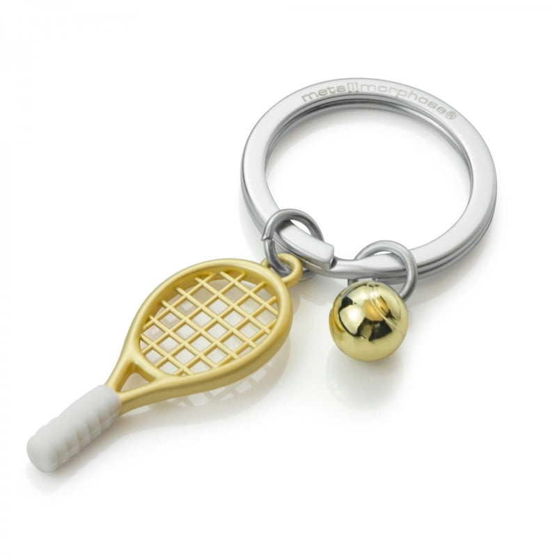 Gold Tennis Racket And Ball Keyring