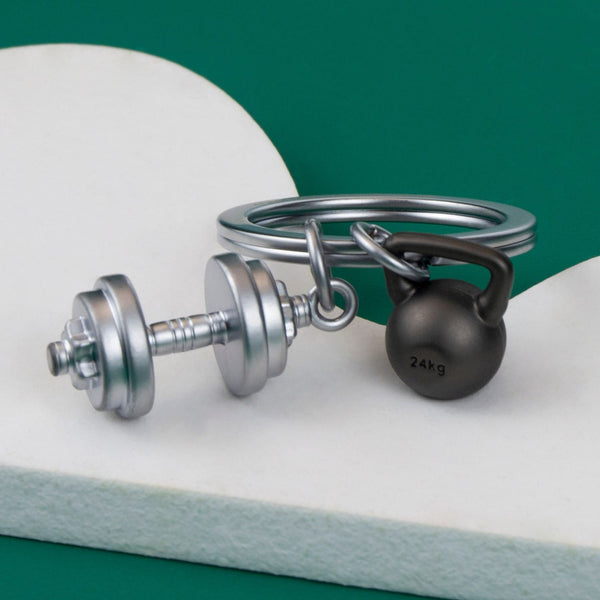 Dumbbell And Weights Keyring