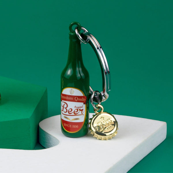 Green Beer Bottle Keyring