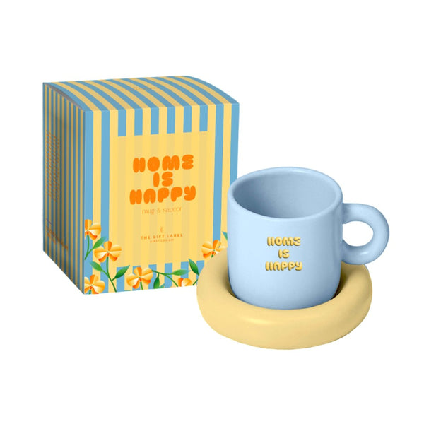 Home Is Happy Mug And Saucer Set