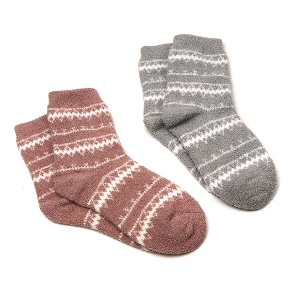 Grey & Pink Nordic Cosy Duo Socks