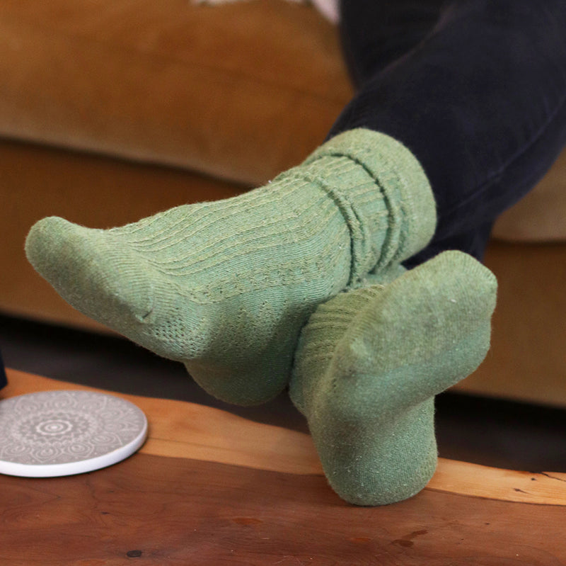 Green Cable/Hearts Mix Socks - 2 Pack