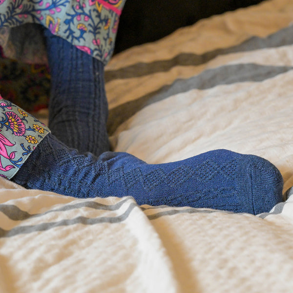 Blue Cable/Hearts Mix Socks - 2 Pack