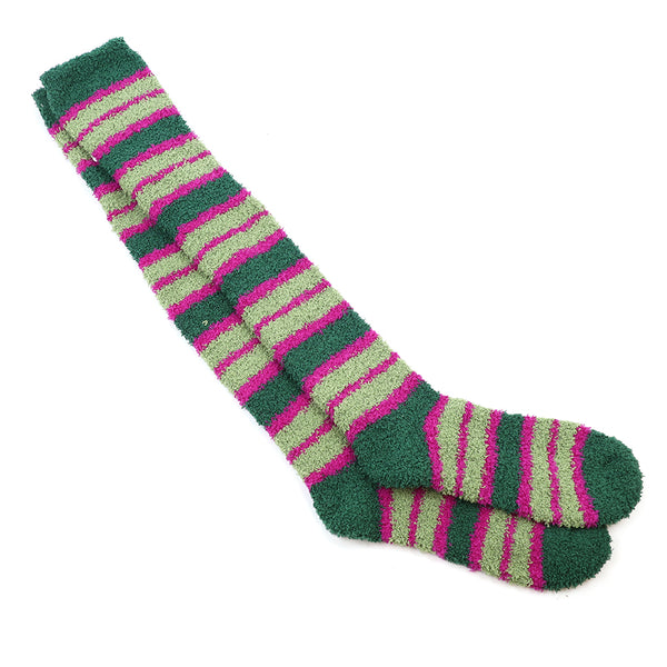 Green Striped Long Cosy Socks