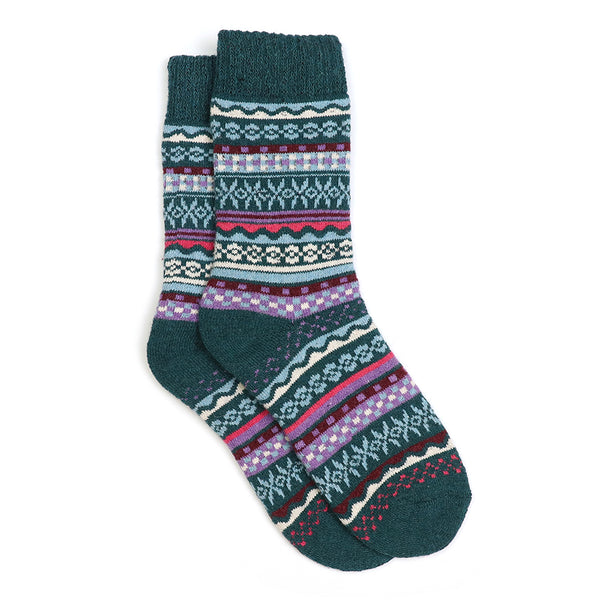 Dusky Teal/Lilac Nordic Style Cosy Socks