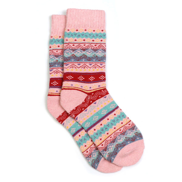 Pink/Red/Aqua Nordic Style Cosy Socks