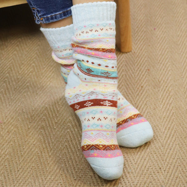 Blue/Pink/Cocoa Nordic Style Cosy Socks