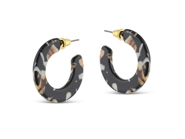 Jessica Tiny Cut Our Hoop Earrings in Beige, Brown & Black