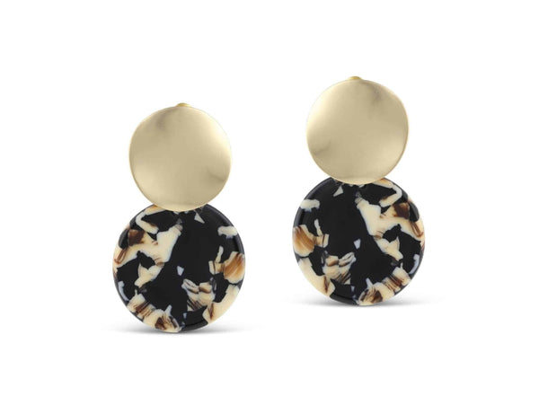 Sarah Two Tone Earrings - Beige, Brown & Black